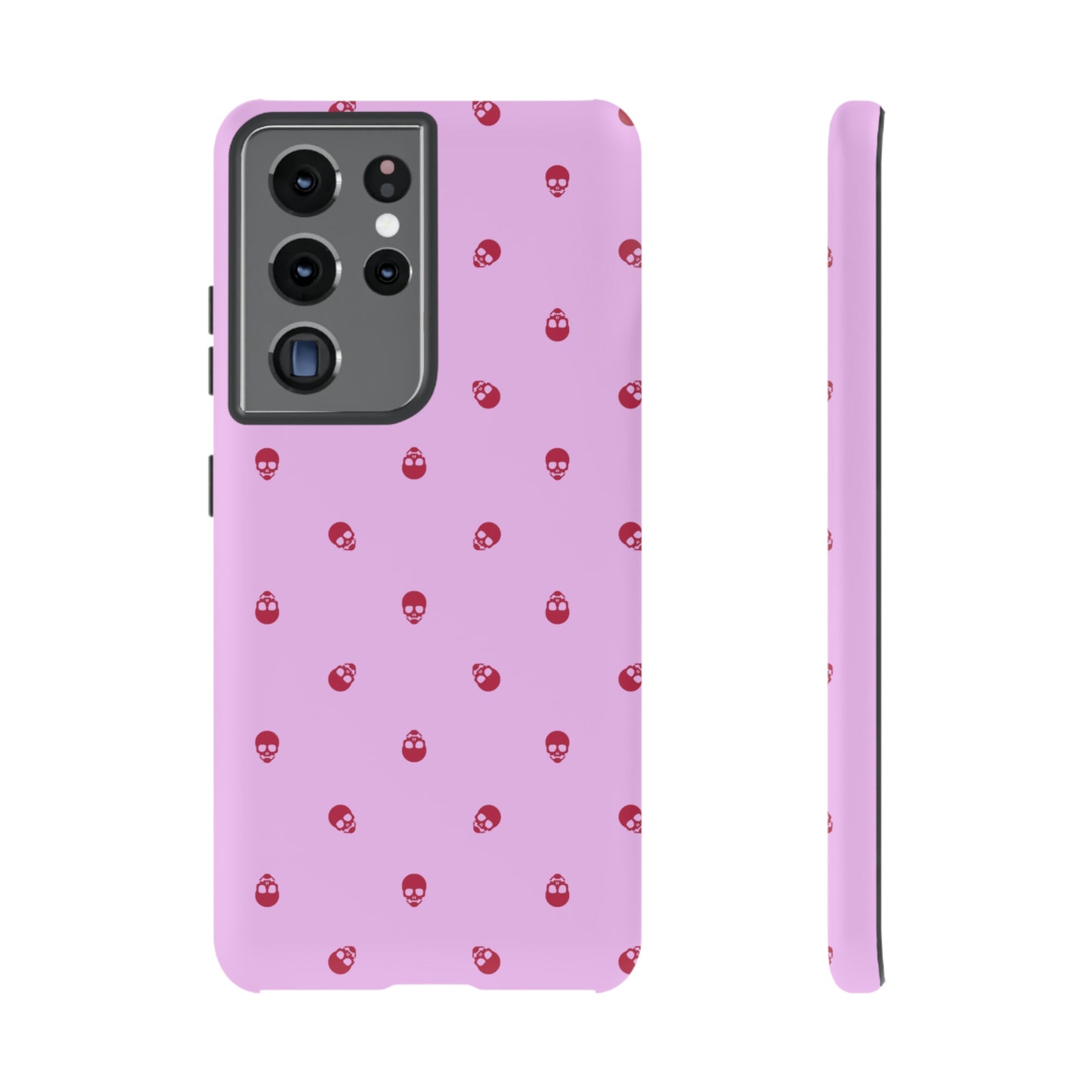 Tough Cases for Iphone, Samsung, Pixel - Viva Magenta Skulls Pattern on Fondant Pink