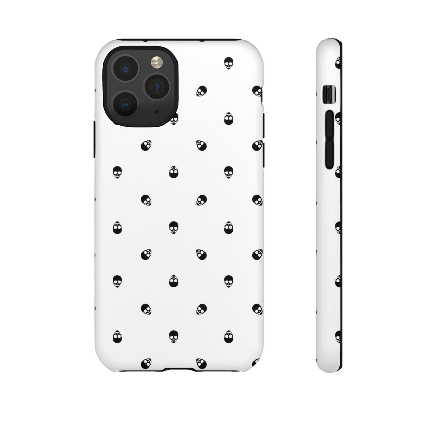 Tough Cases for Iphone, Samsung, Pixel - Black Skull Pattern on White