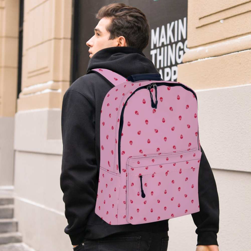 Backpack in Fondant Pink with Viva Magenta Skull Pattern