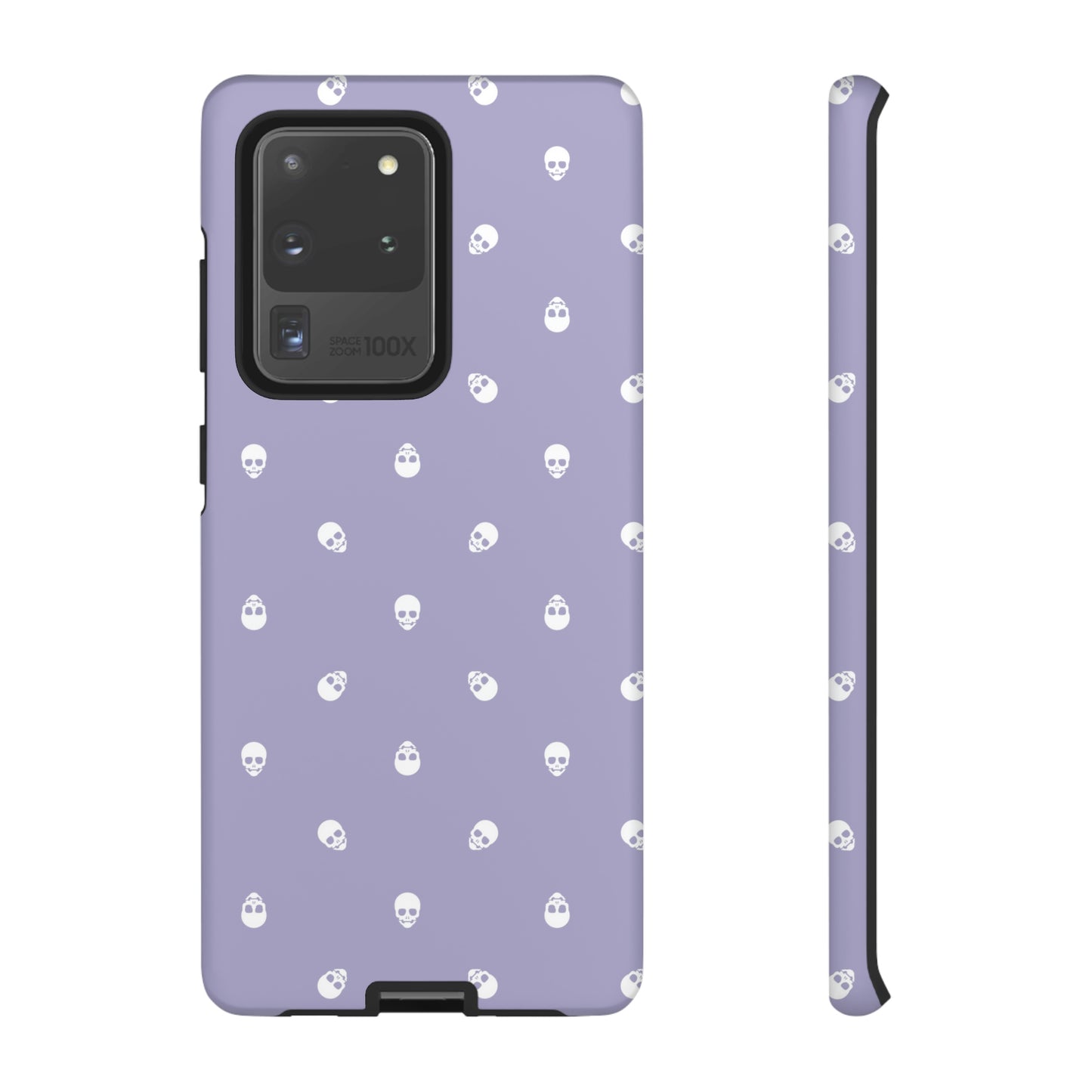 Tough Cases for Iphone, Samsung, Pixel - White Skulls Pattern on Digital Lavender