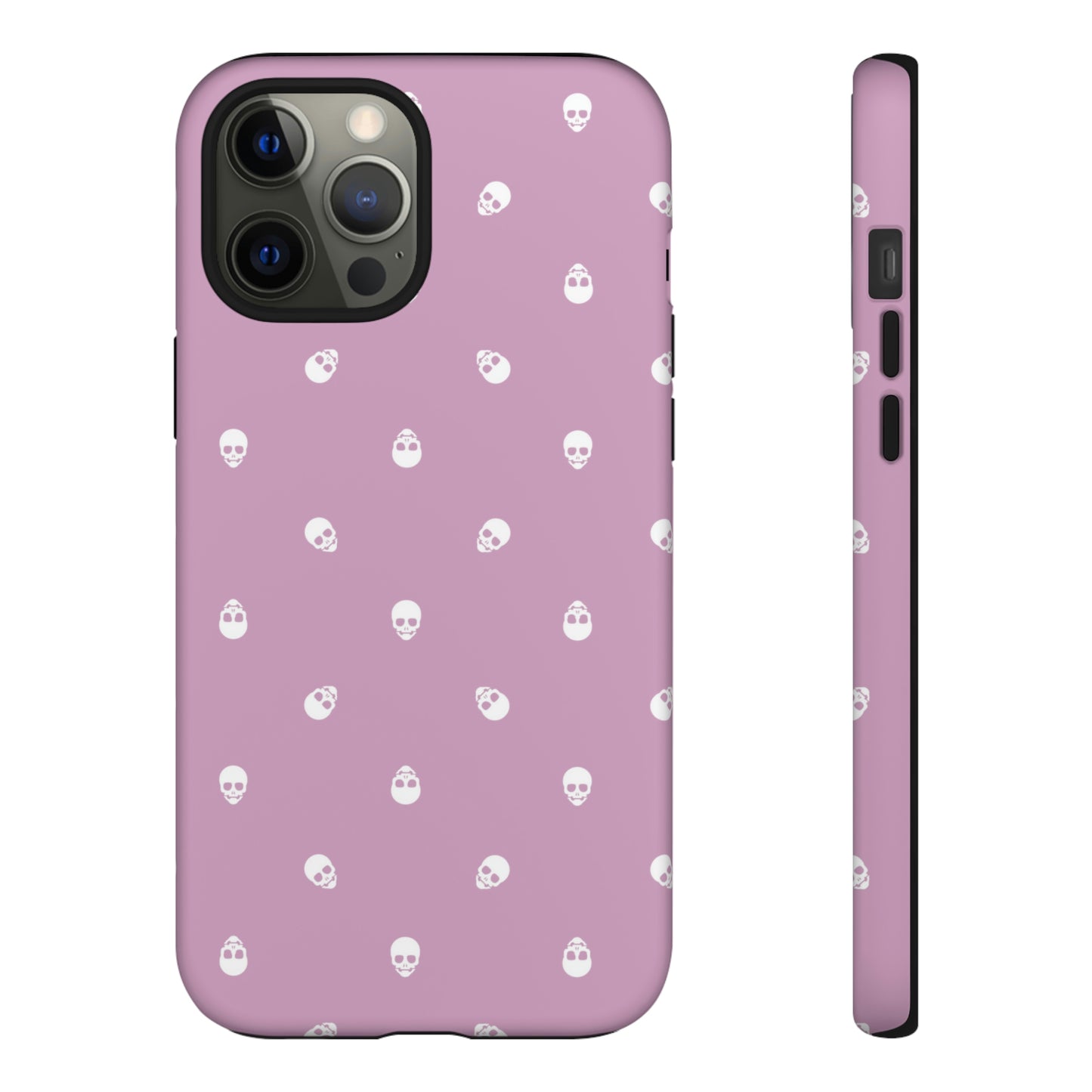 Tough Cases for Iphone, Samsung, Pixel - White Skulls Pattern on Fondant Pink