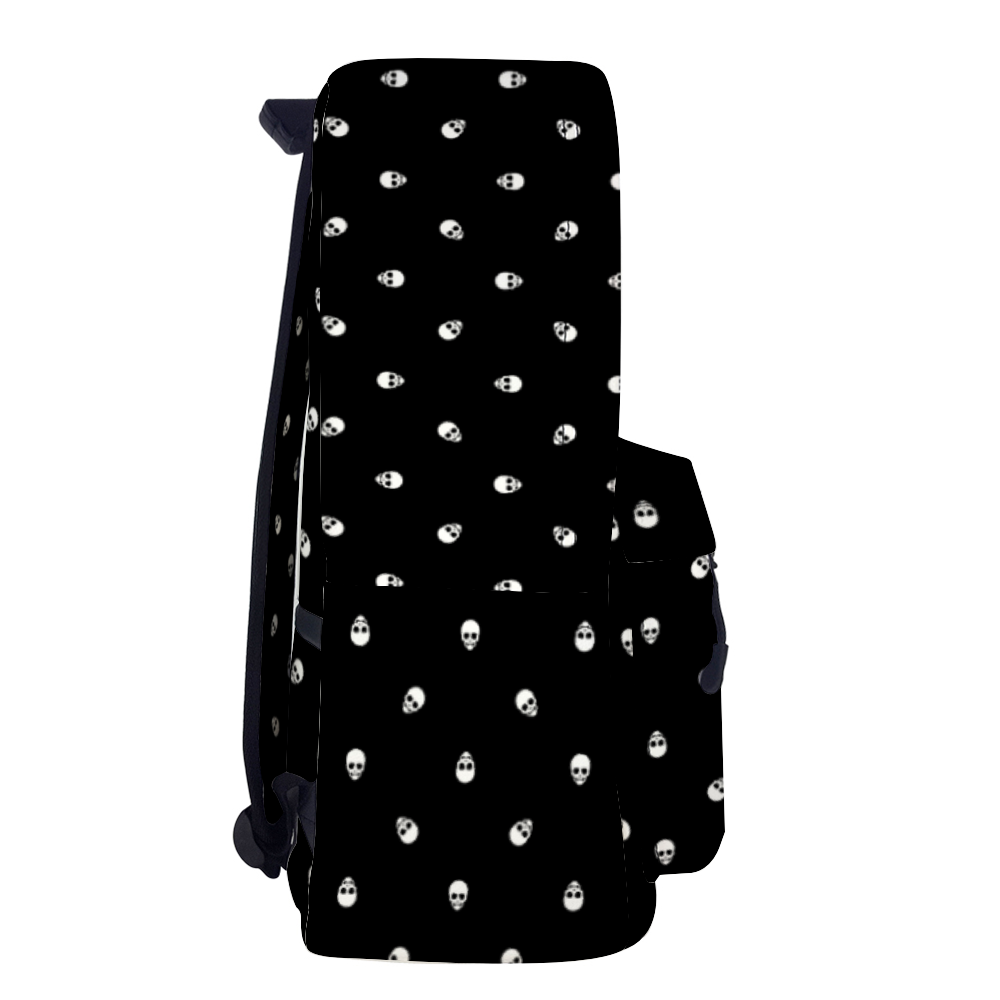 Backpack in Black with White Skull Pattern