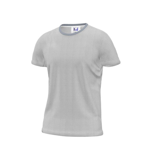 White T-Shirt with Subtle All-Over Chainmail Print - A stylish and versatile addition to your wardrobe, perfect for a modern twist on classic fashion.