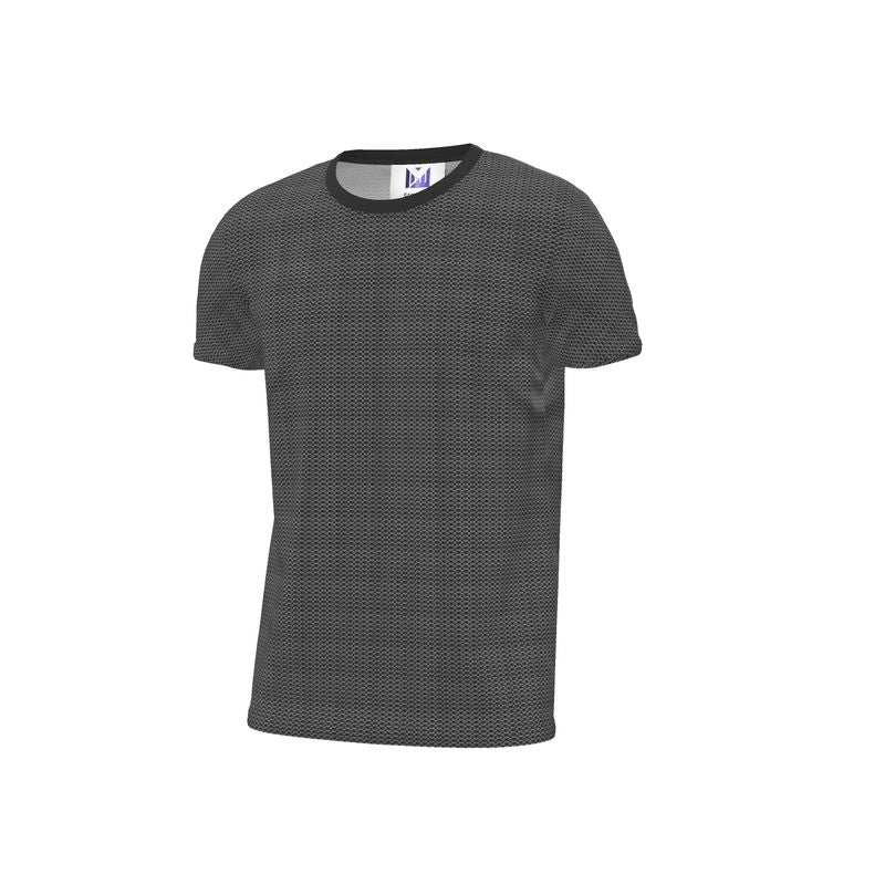 Black Short Sleeve Jersey with Striking Metallic Chainmail Print - A bold and stylish addition to your wardrobe, perfect for making a statement.