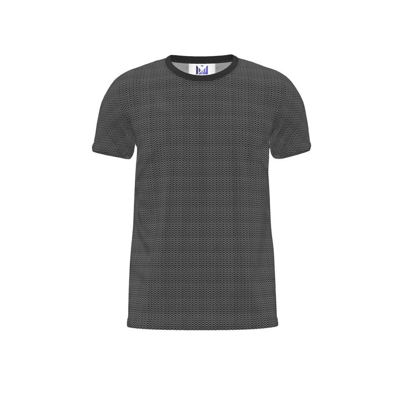 Sleek Metallic Chainmail All-Over Print Black Short Sleeve Jersey!