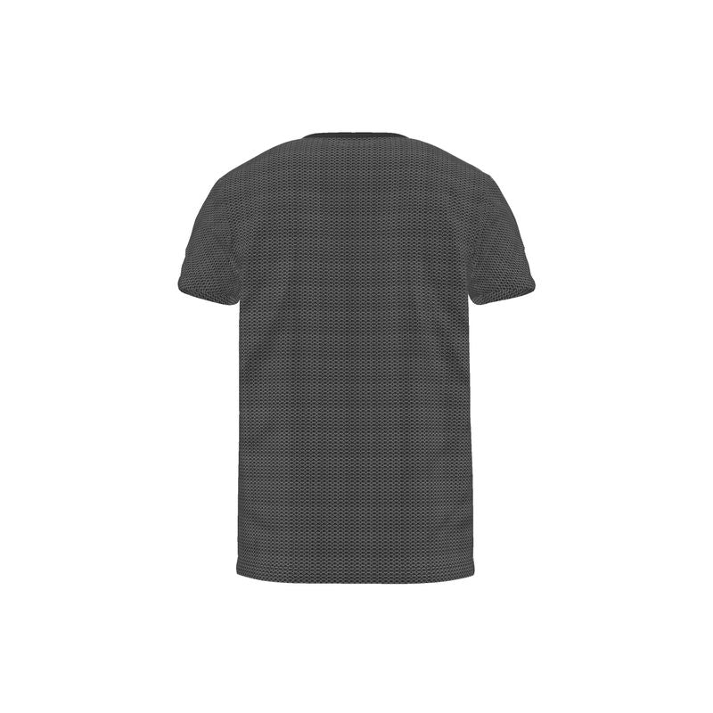 Sleek Metallic Chainmail All-Over Print Black Short Sleeve Jersey!