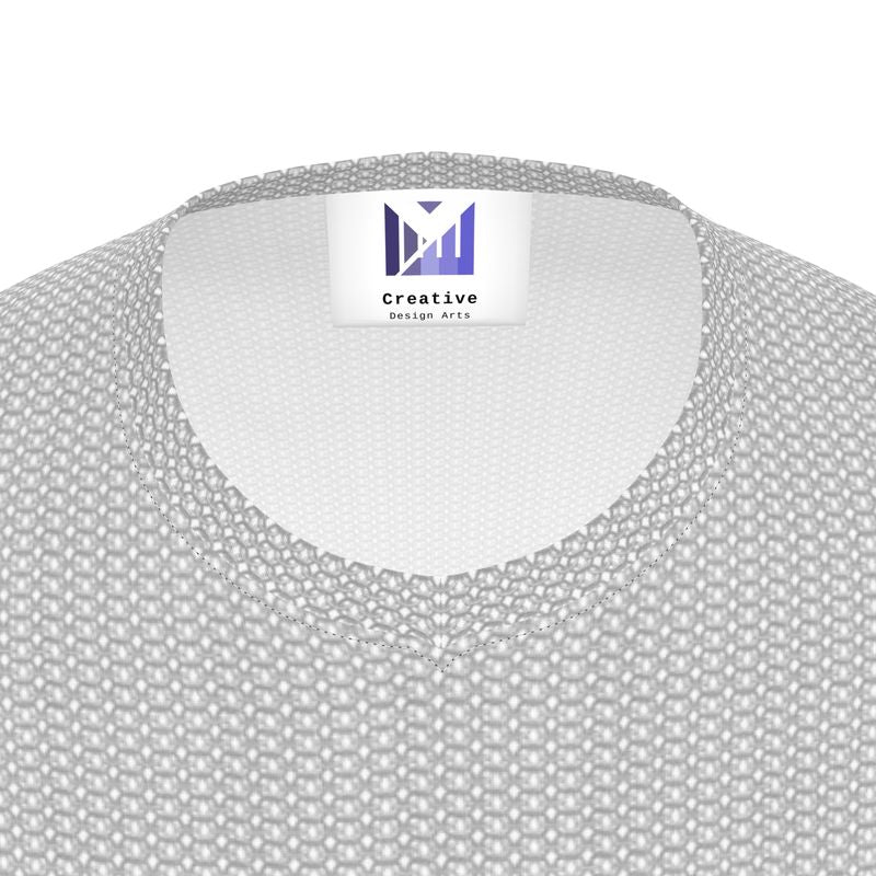 Elegance in White Chainmail All-Over Print white V-Neck T-Shirt