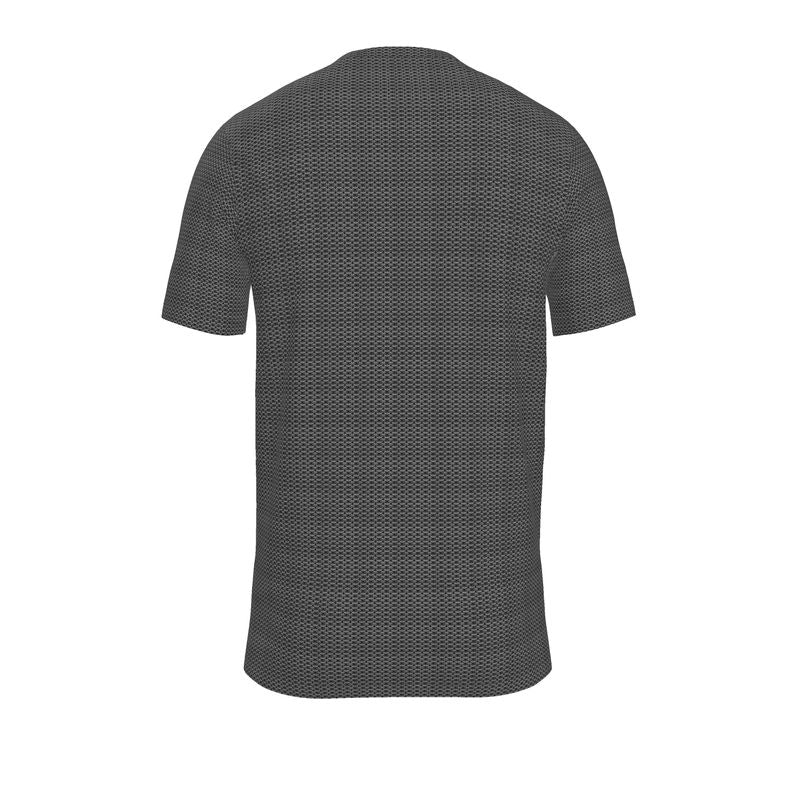 Sleek Chainmail All-Over Print Black V-neck T-Shirt