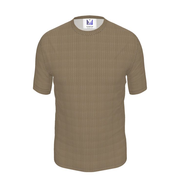 Honeycomb All-Over Print chainmail on Dark Oak T-Shirt - A unique and stylish addition to your wardrobe, perfect for making a statement.