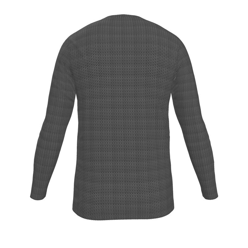 Metallic Chainmail All-Over Print Black Long Sleeve T-Shirt