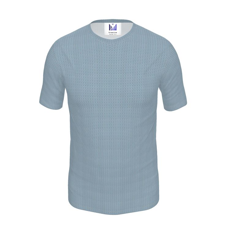 Tranquil Blue&nbsp;T-Shirt with All-Over&nbsp;white Chainmail Print - A stylish and calming addition to your wardrobe, perfect for making a statement.