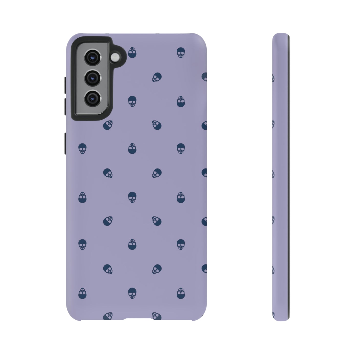 Tough Cases for Iphone, Samsung, Pixel - Lazuli Blue Skulls Pattern on Digital Lavender