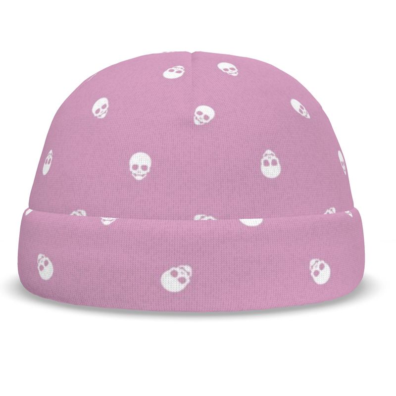 Fondant Pink Skull Elegance All-Over Print Beanie