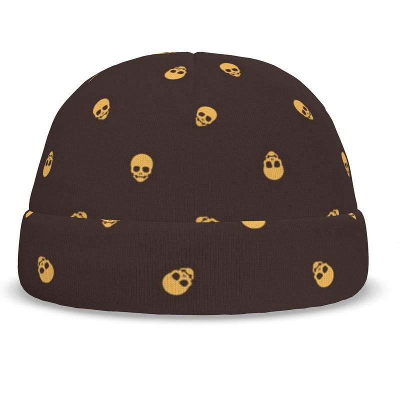 Dark Oak Honeycomb Skull All-Over Print Beanie