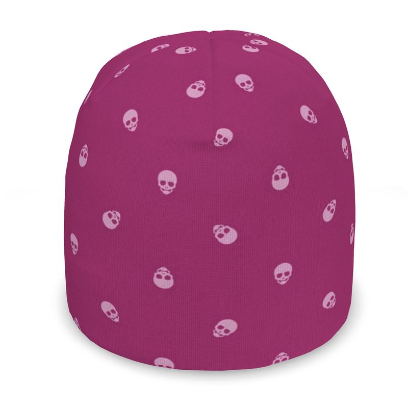 Orchid Bloom Fusion Skull Beanie seamlessly blends the edgy allure of fondant pink skull patterns with the soft and delightful orchid flower hue, creating a fashion statement that's both bold and enchanting.