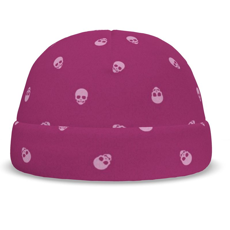 Orchid Bloom Fusion Skull Beanie seamlessly blends the edgy allure of fondant pink skull patterns with the soft and delightful orchid flower hue, creating a fashion statement that's both bold and enchanting.