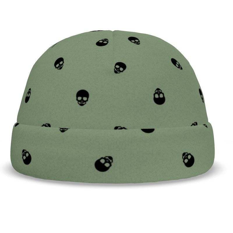 Jade Green Mystique Skull All-Over Print Beanie