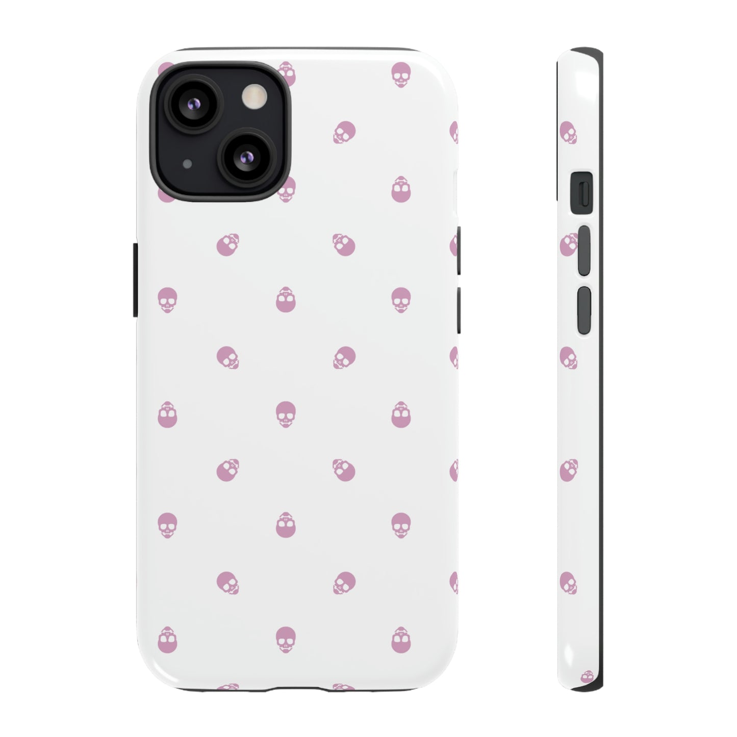 Tough Cases for Iphone, Samsung, Pixel - Fondant Pink Skull Pattern on White