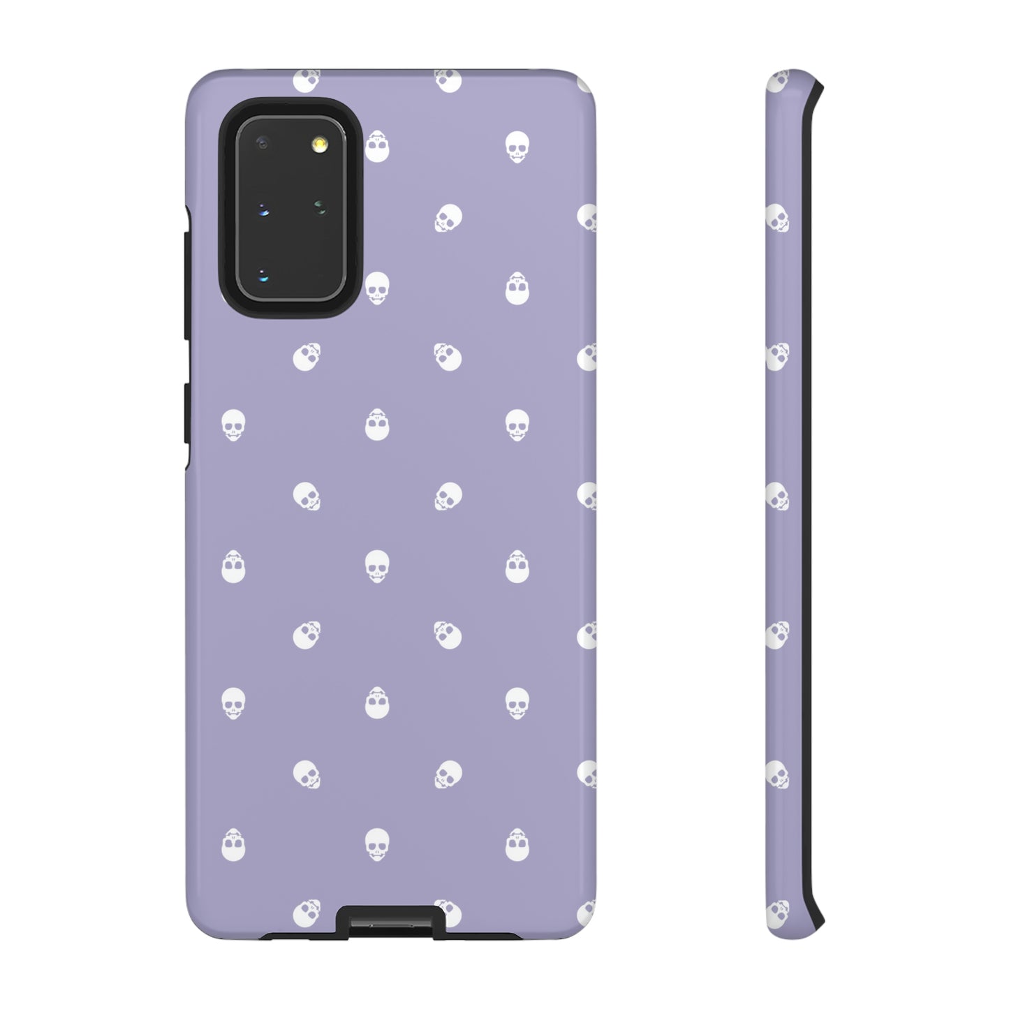 Tough Cases for Iphone, Samsung, Pixel - White Skulls Pattern on Digital Lavender