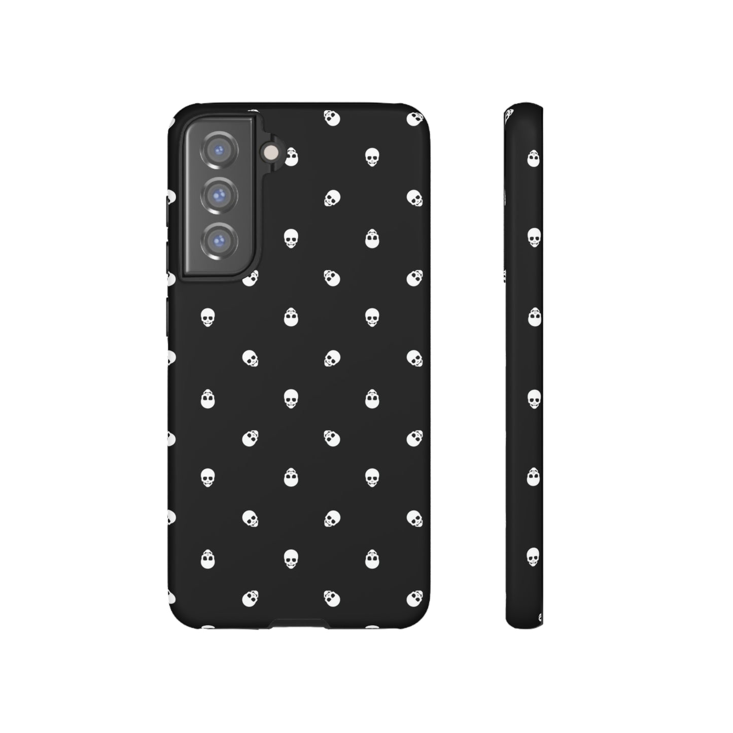 Tough Cases for Iphone, Samsung, Pixel - White Skulls on Black