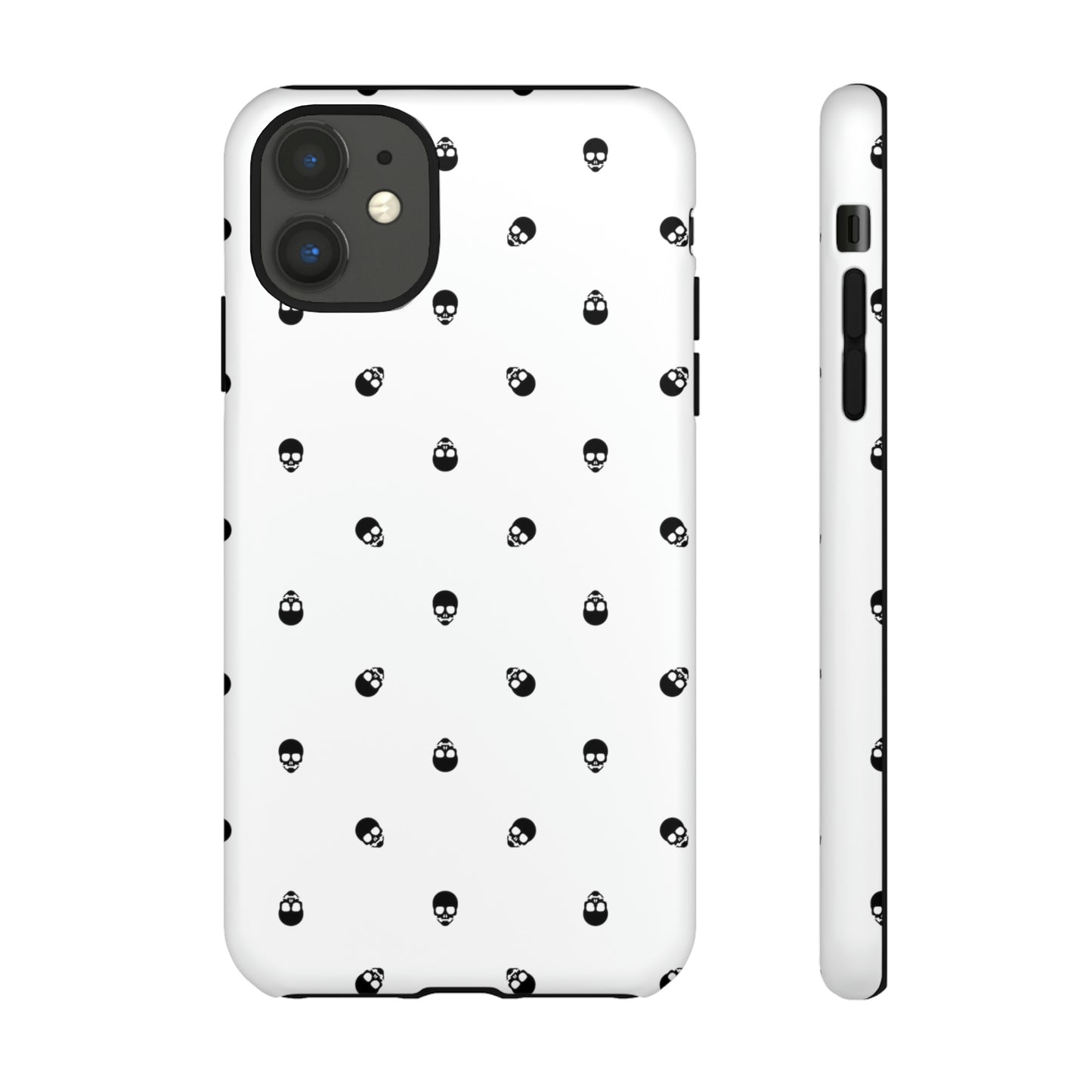 Tough Cases for Iphone, Samsung, Pixel - Black Skull Pattern on White