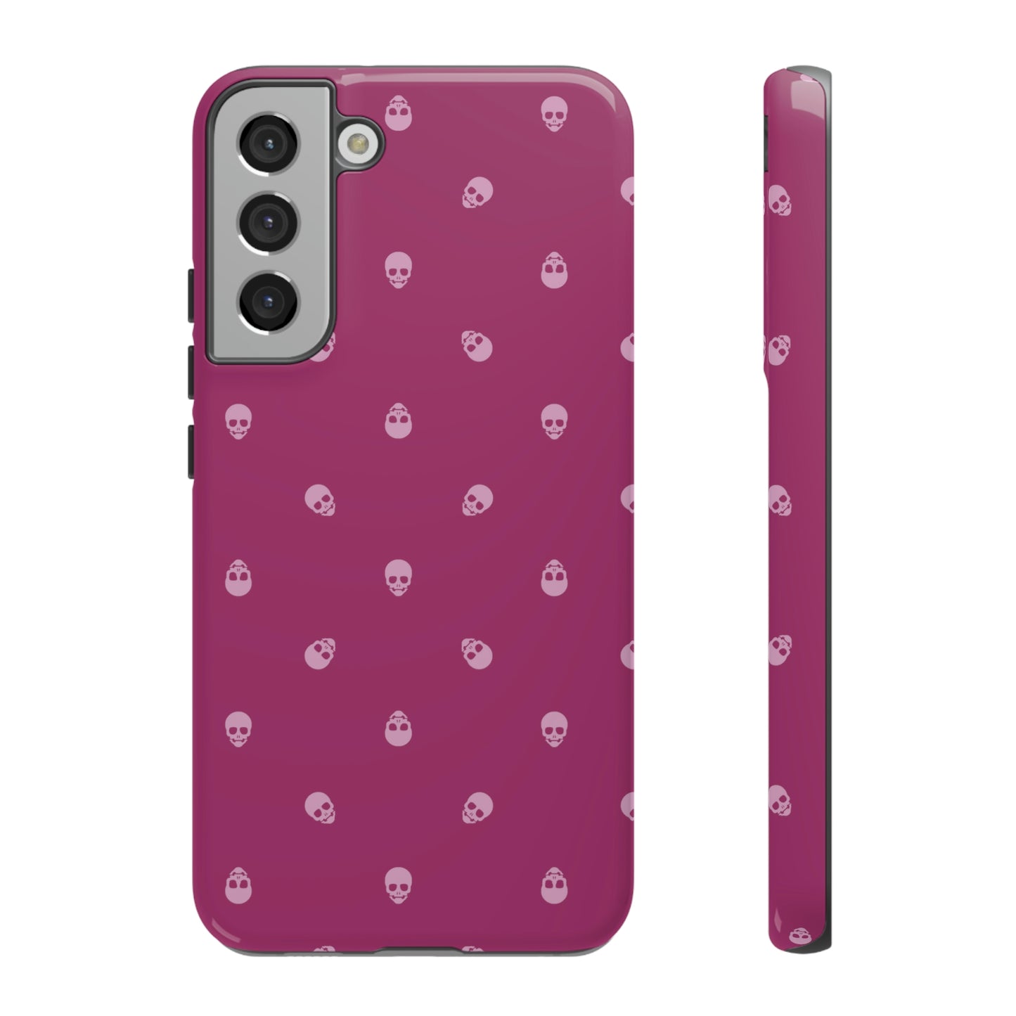 Tough Cases for Iphone, Samsung, Pixel - Fondant Pink Skulls Pattern on Orchid Flower