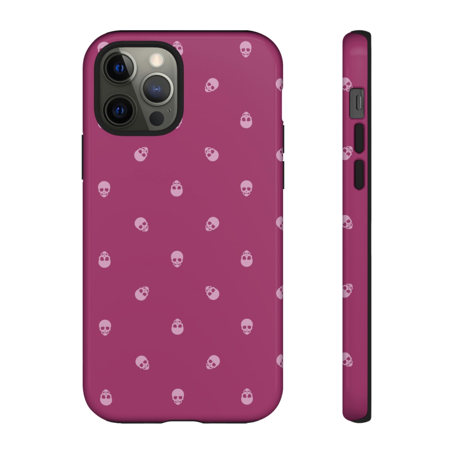 Tough Cases for Iphone, Samsung, Pixel - Fondant Pink Skulls Pattern on Orchid Flower