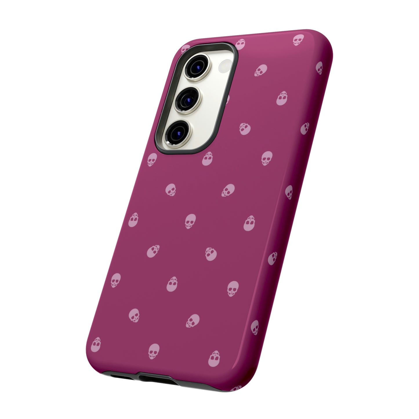 Tough Cases for Iphone, Samsung, Pixel - Fondant Pink Skulls Pattern on Orchid Flower