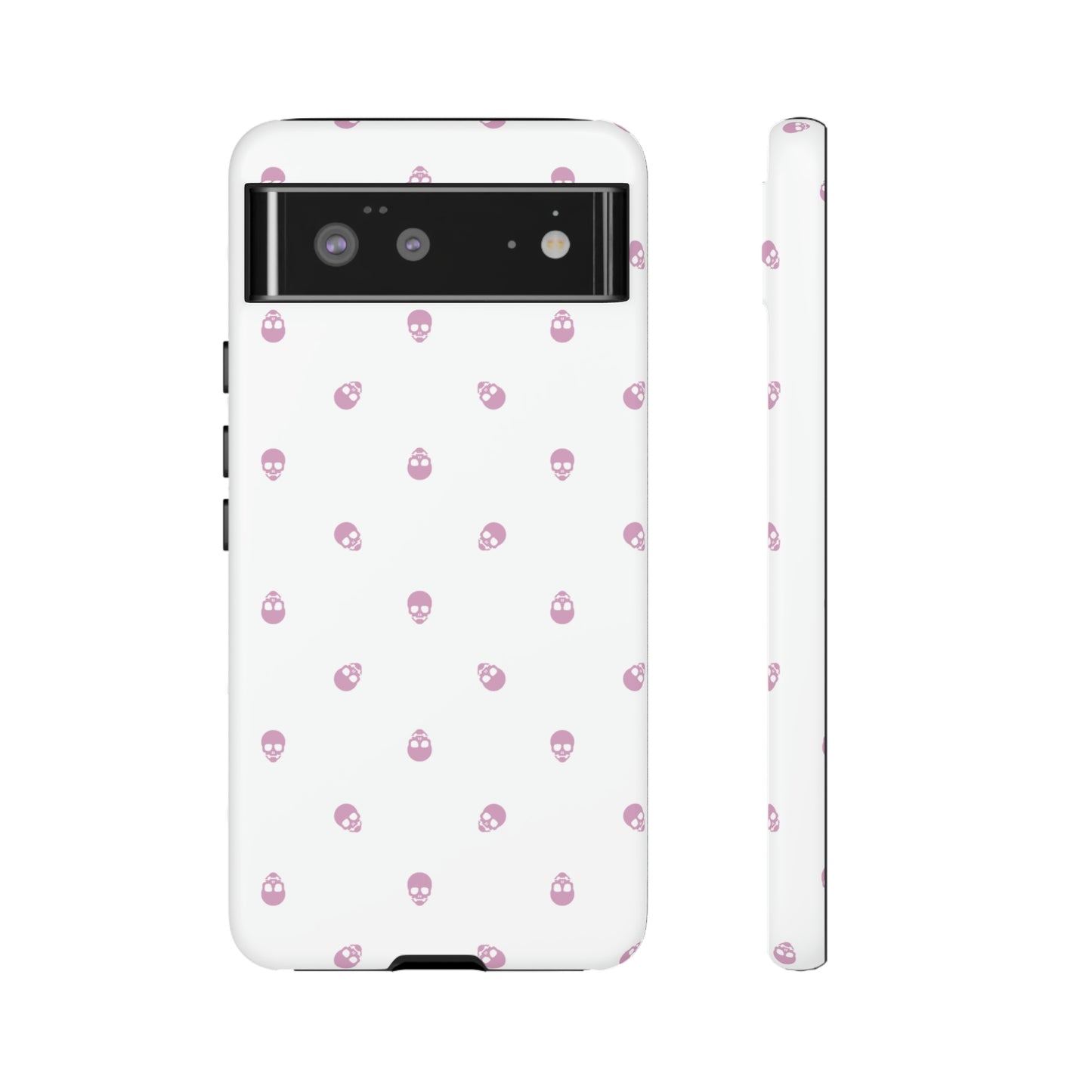 Tough Cases for Iphone, Samsung, Pixel - Fondant Pink Skull Pattern on White