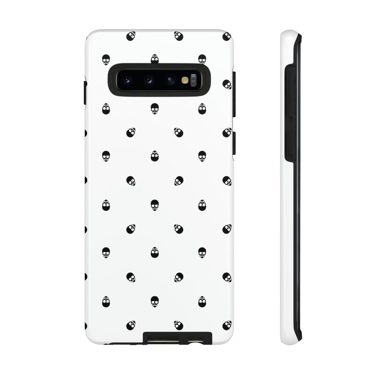 Tough Cases for Iphone, Samsung, Pixel - Black Skull Pattern on White