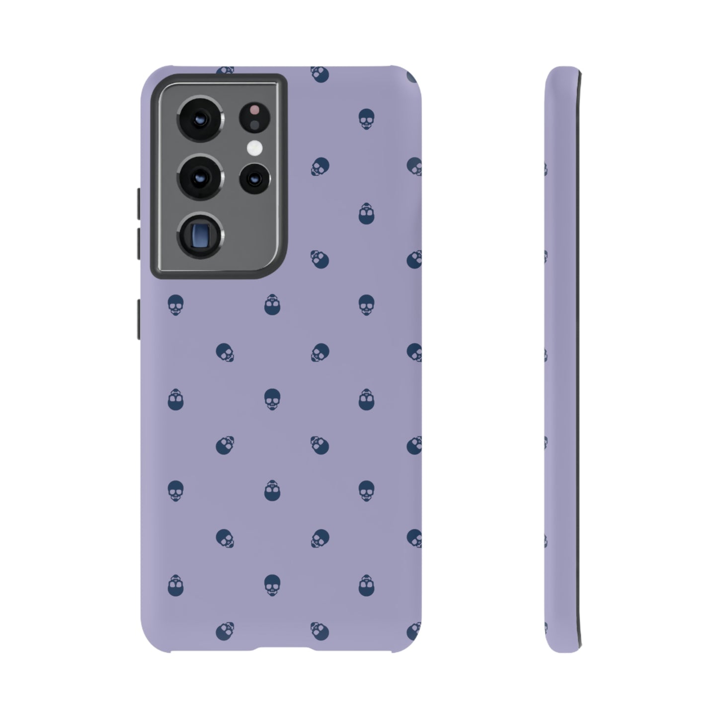 Tough Cases for Iphone, Samsung, Pixel - Lazuli Blue Skulls Pattern on Digital Lavender