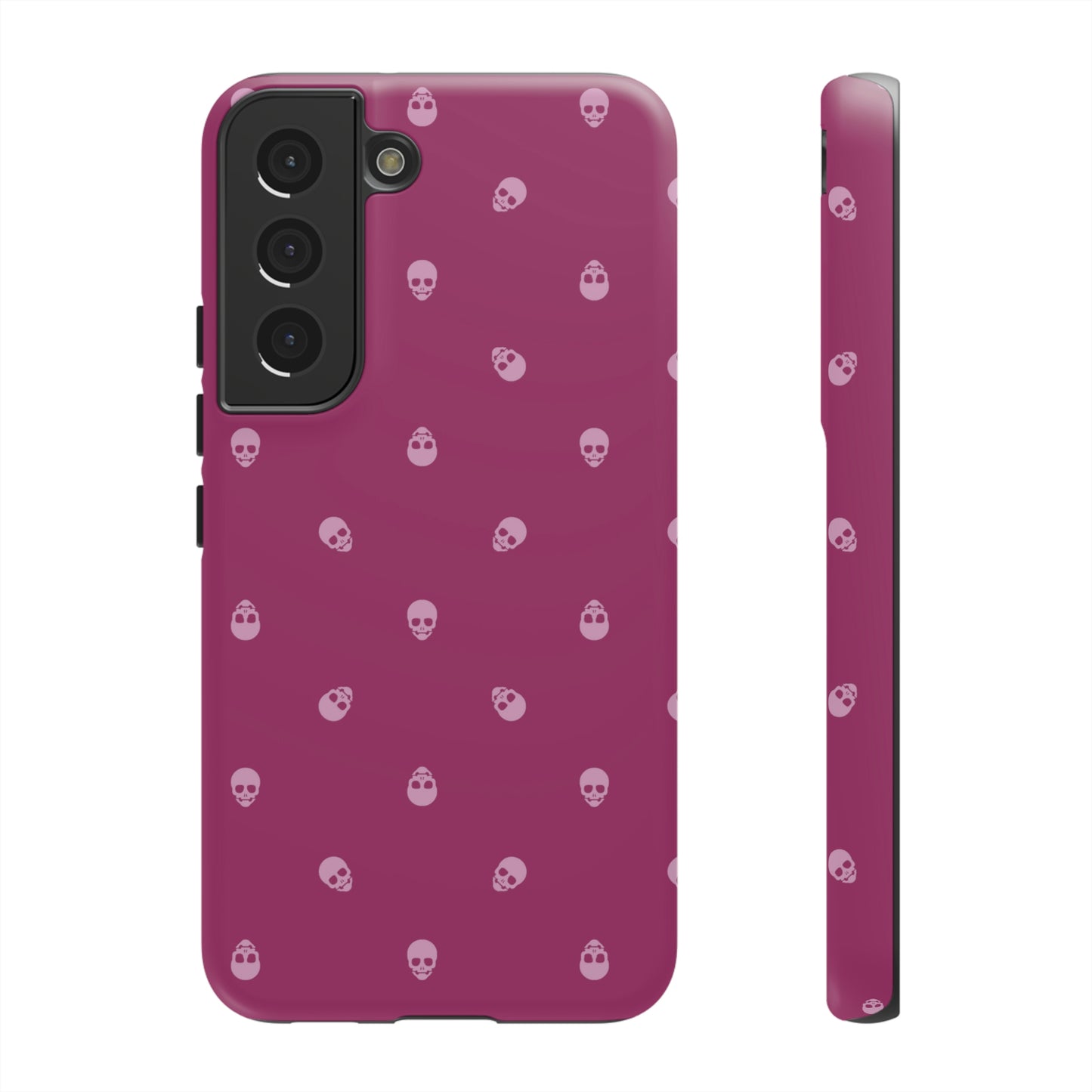 Tough Cases for Iphone, Samsung, Pixel - Fondant Pink Skulls Pattern on Orchid Flower