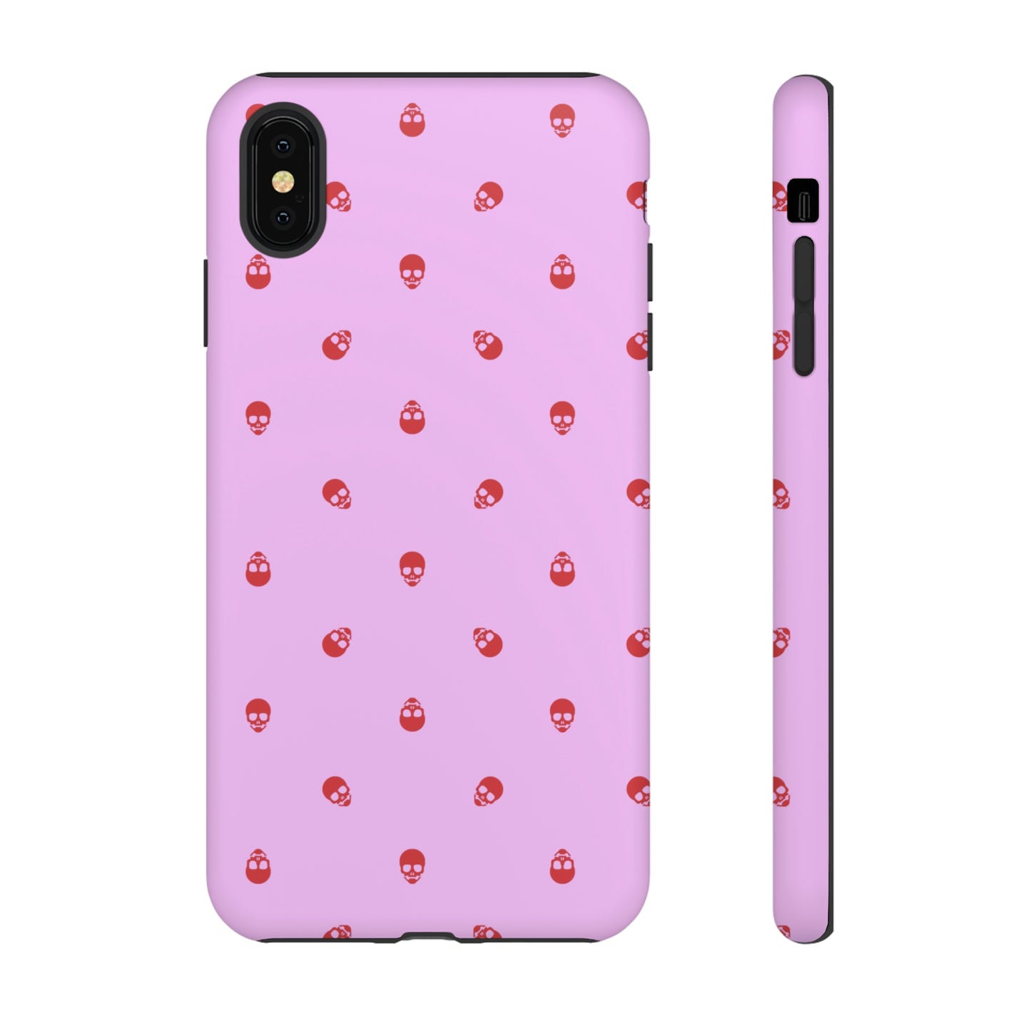 Tough Cases for Iphone, Samsung, Pixel - Luscious Red Skulls on Fondant Pink