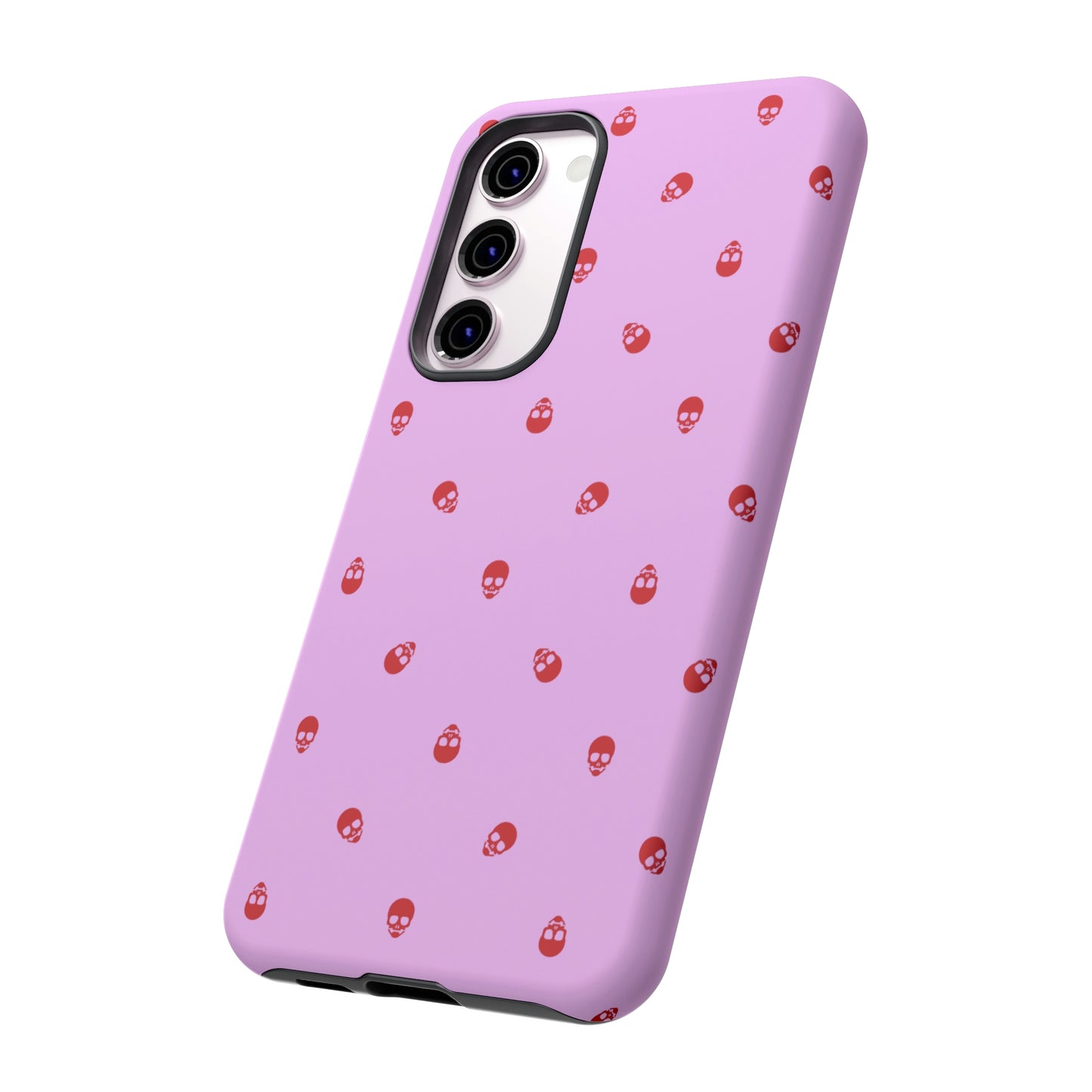 Tough Cases for Iphone, Samsung, Pixel - Luscious Red Skulls on Fondant Pink