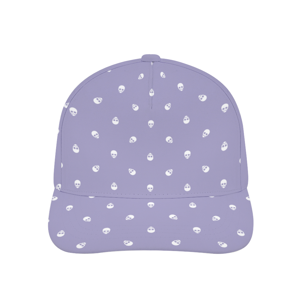 Digital Lavender with White Skulls Baseball Cap