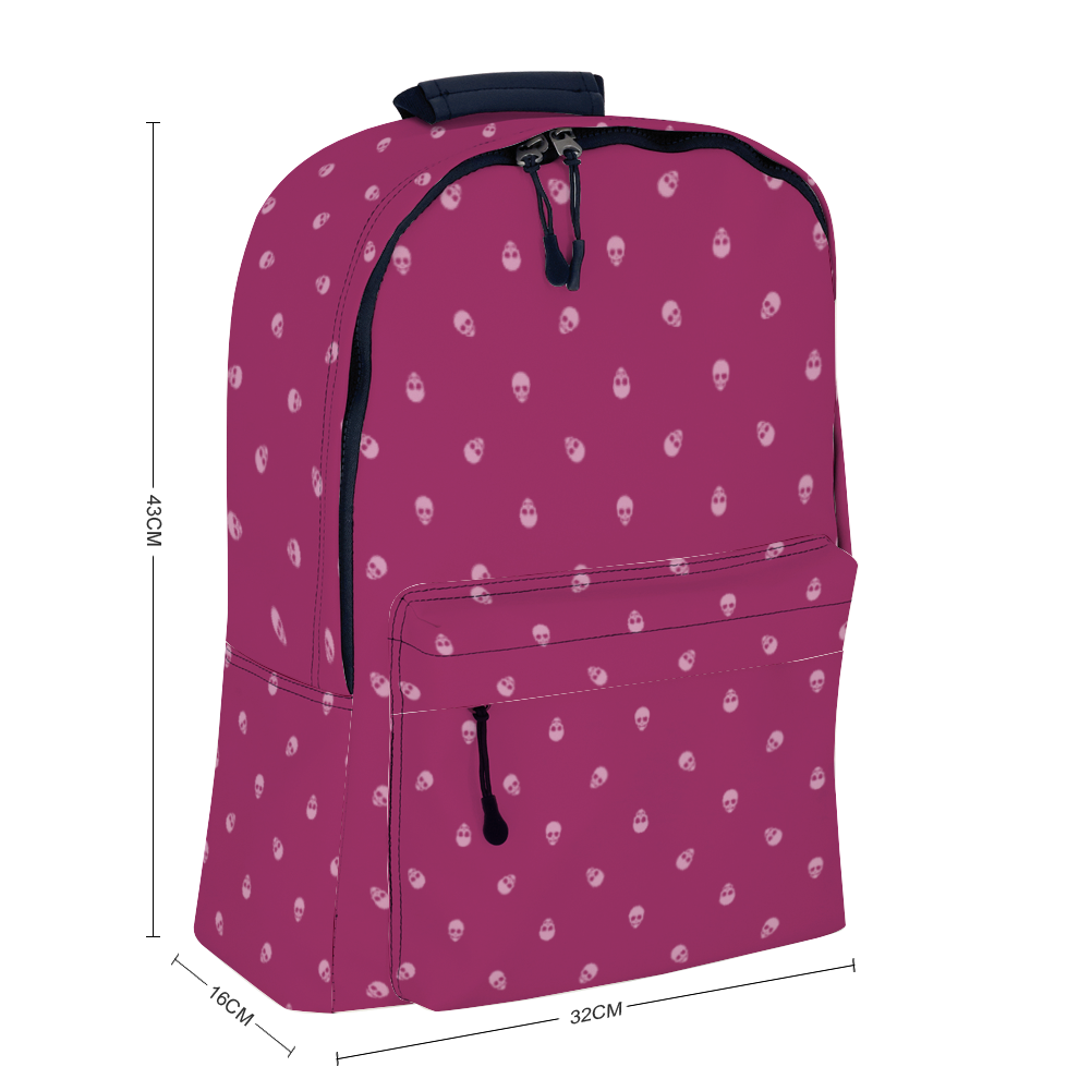 Backpack in Viva Magenta with Fondant Pink Skull Pattern