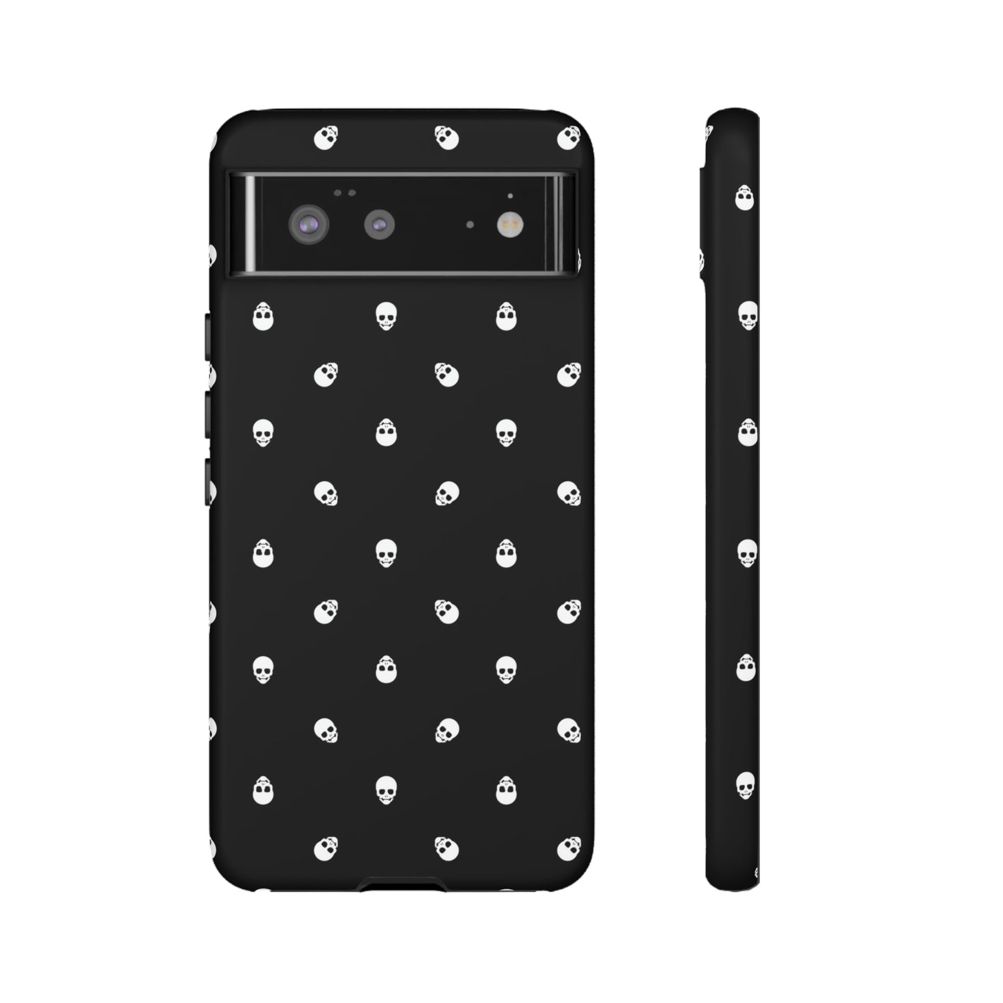 Tough Cases for Iphone, Samsung, Pixel - White Skulls on Black