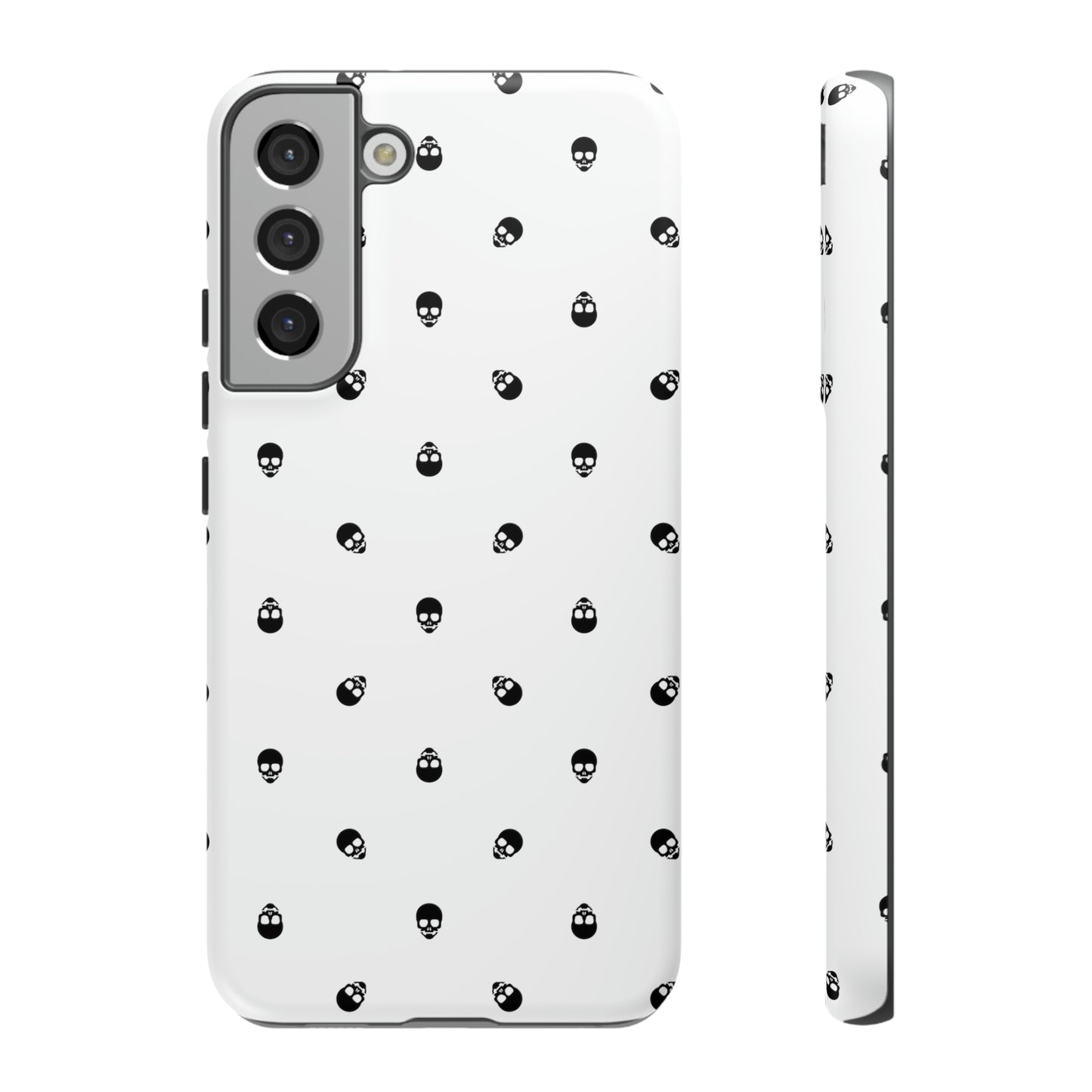 Tough Cases for Iphone, Samsung, Pixel - Black Skull Pattern on White