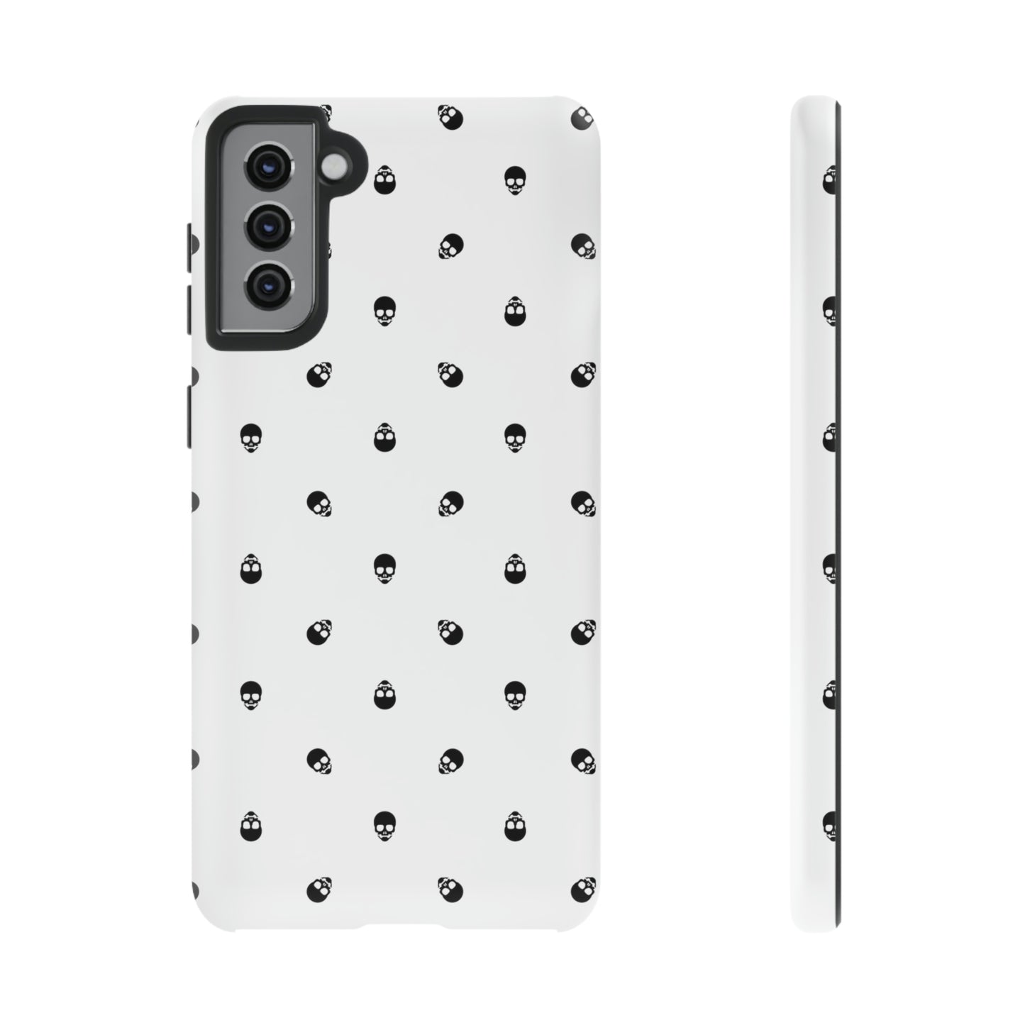 Tough Cases for Iphone, Samsung, Pixel - Black Skull Pattern on White