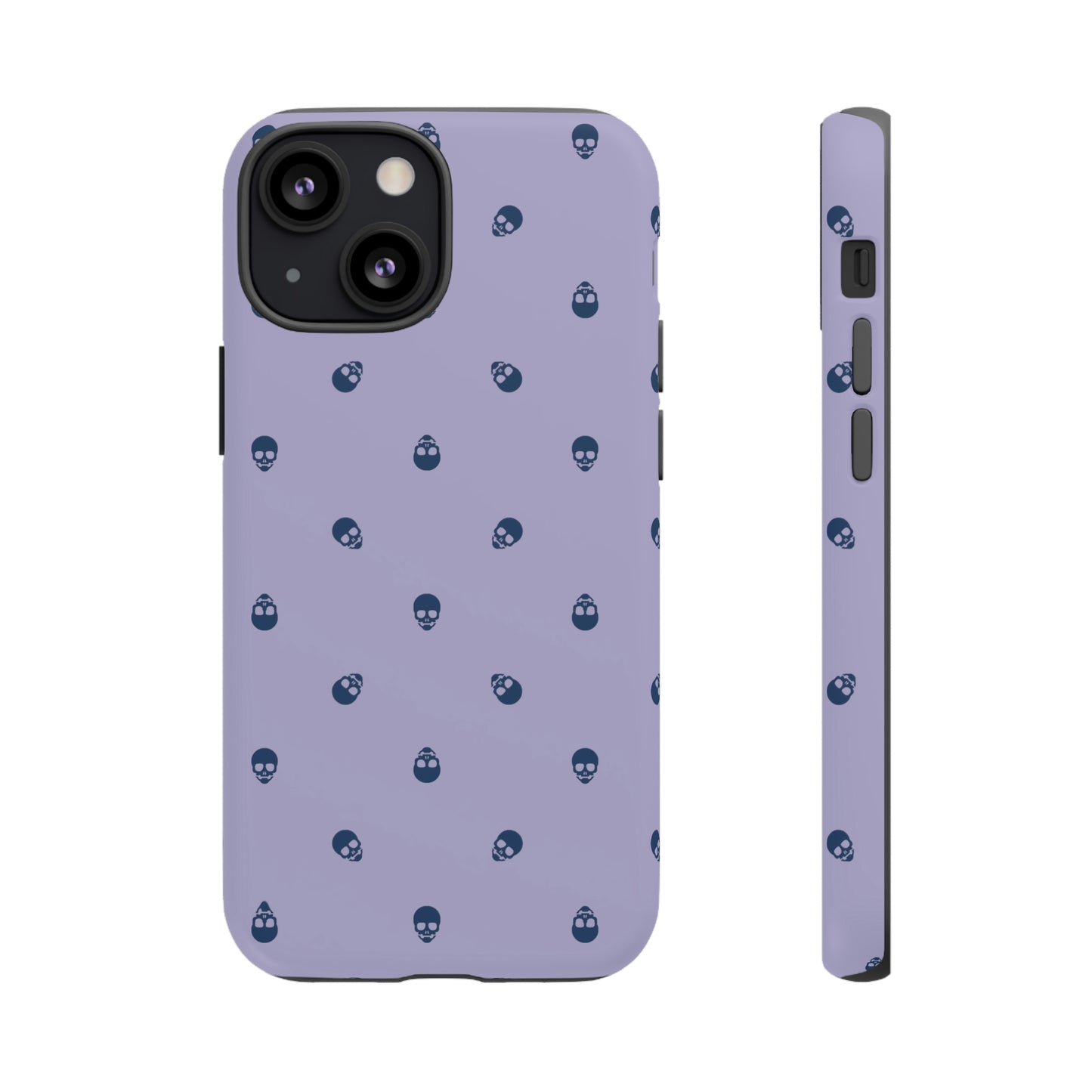 Tough Cases for Iphone, Samsung, Pixel - Lazuli Blue Skulls Pattern on Digital Lavender