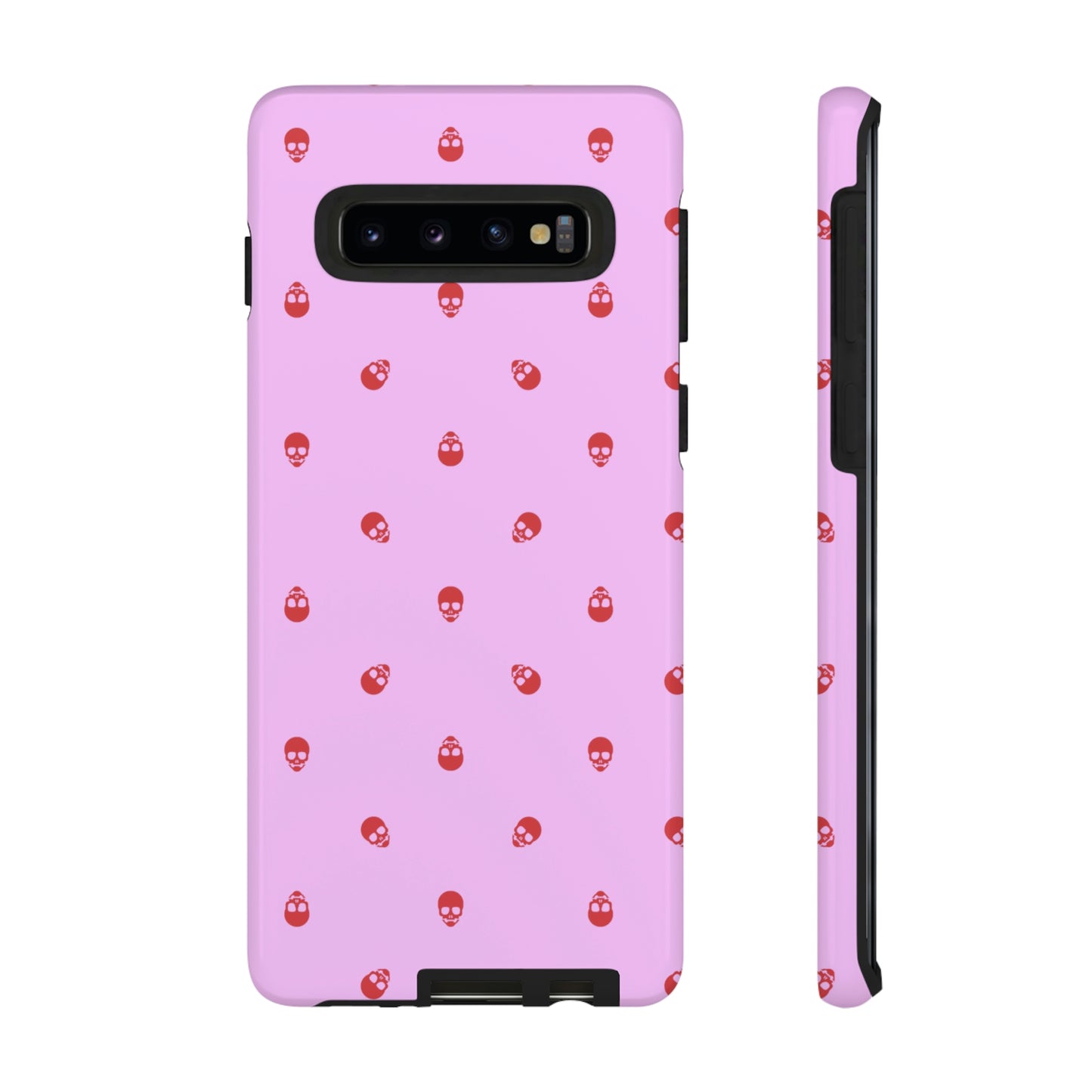 Tough Cases for Iphone, Samsung, Pixel - Luscious Red Skulls on Fondant Pink