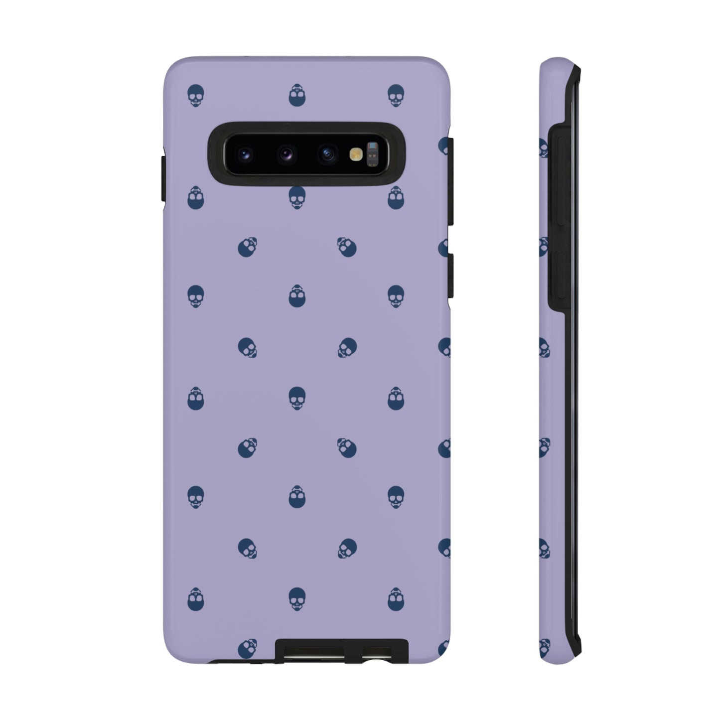 Tough Cases for Iphone, Samsung, Pixel - Lazuli Blue Skulls Pattern on Digital Lavender