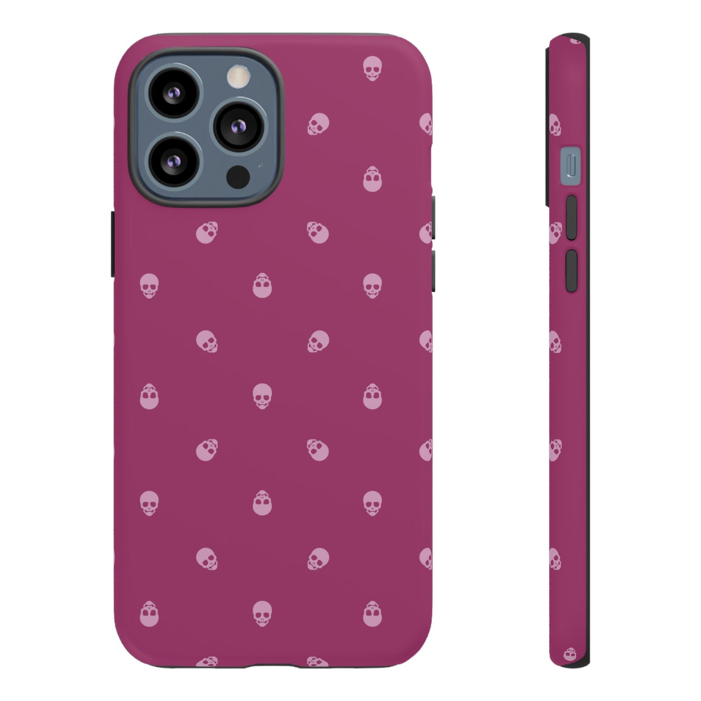 Tough Cases for Iphone, Samsung, Pixel - Fondant Pink Skulls Pattern on Orchid Flower