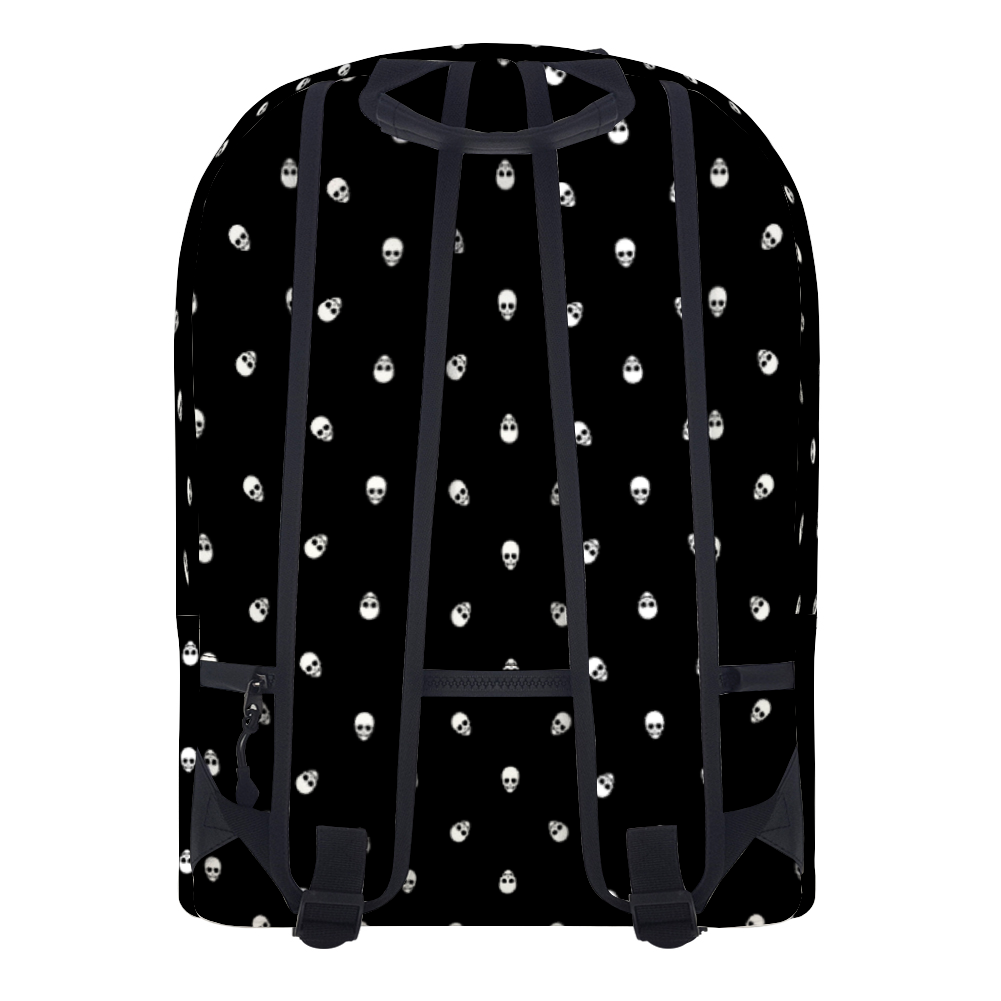 Backpack in Black with White Skull Pattern