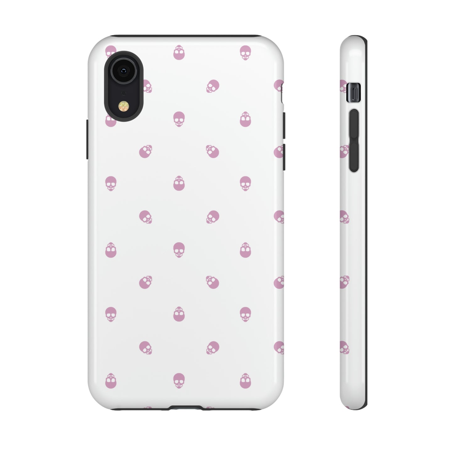 Tough Cases for Iphone, Samsung, Pixel - Fondant Pink Skull Pattern on White