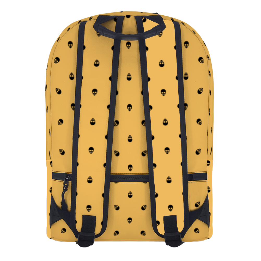 Backpack in Honeycomb with Black Skull Pattern