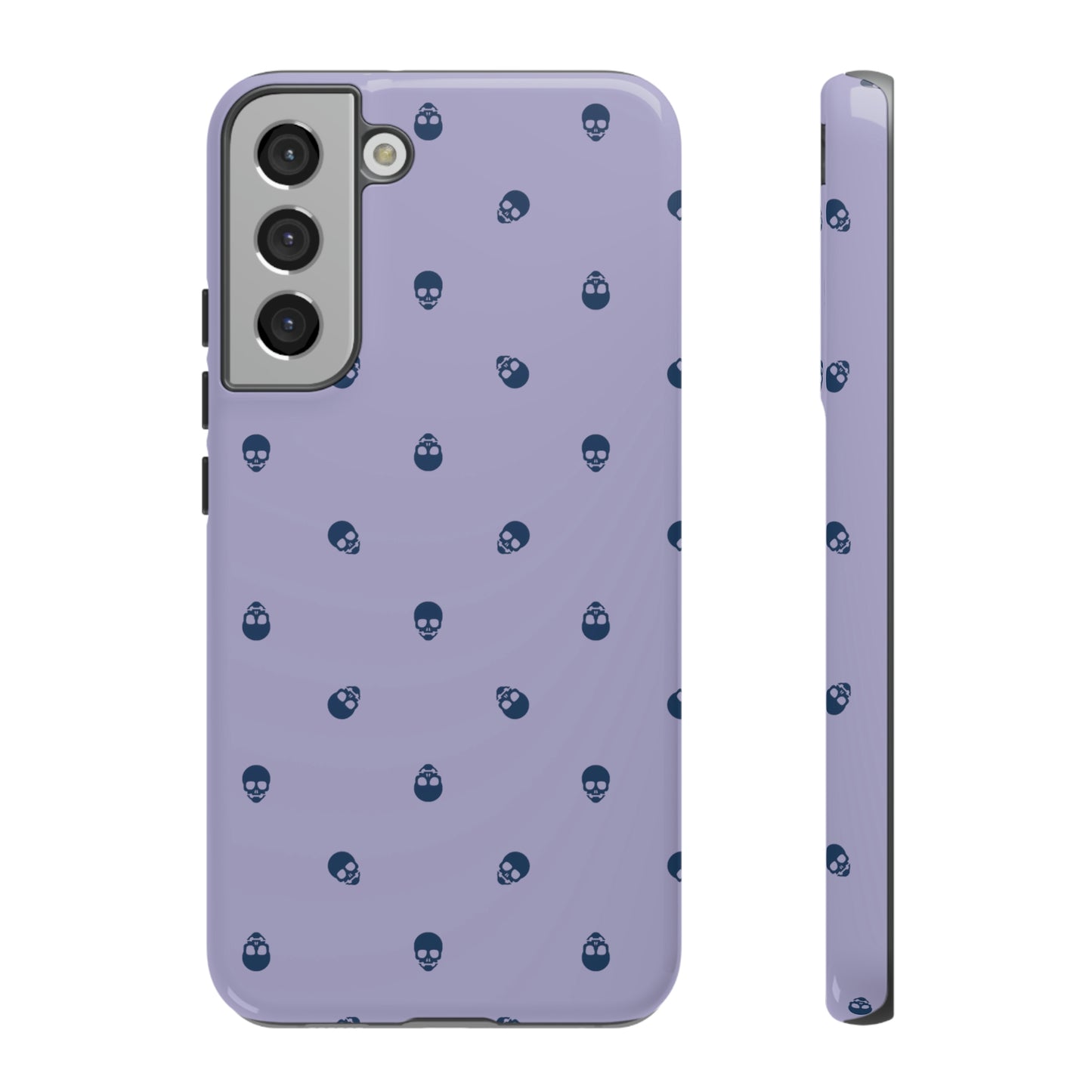 Tough Cases for Iphone, Samsung, Pixel - Lazuli Blue Skulls Pattern on Digital Lavender