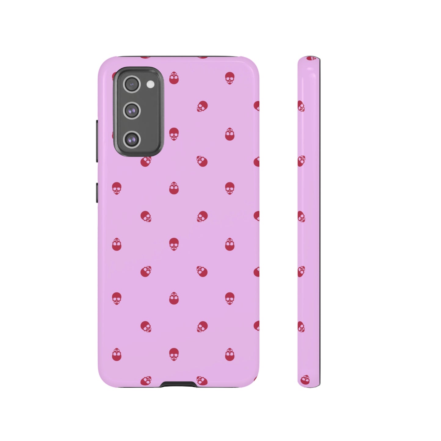 Tough Cases for Iphone, Samsung, Pixel - Viva Magenta Skulls Pattern on Fondant Pink