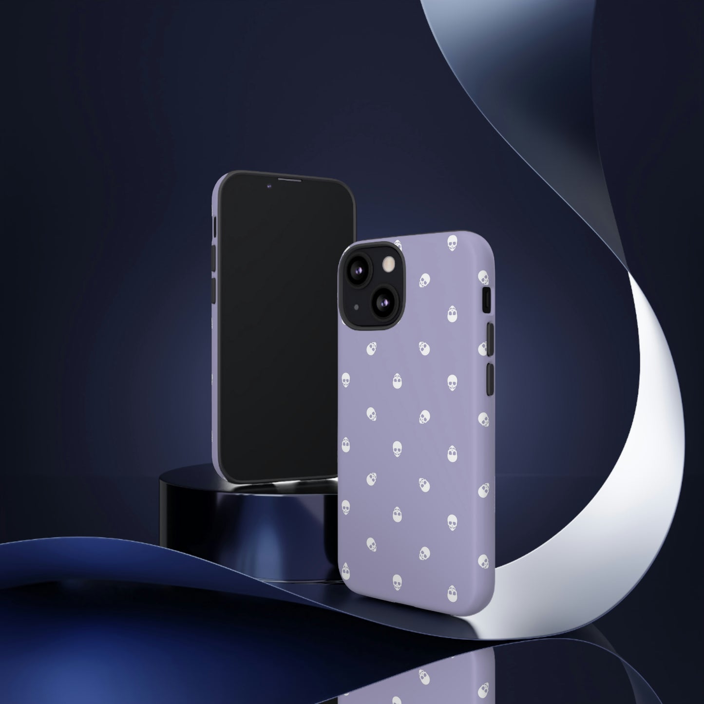 Tough Cases for Iphone, Samsung, Pixel - White Skulls Pattern on Digital Lavender