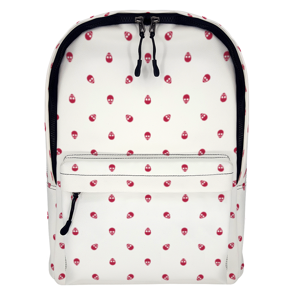 Backpack in White with Viva Magenta Skull Pattern